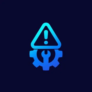 Error warning vector icon with gear 스톡 일러스트