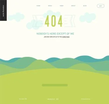 Error web page template - lanscape with mountains and hills Illustrazione stock