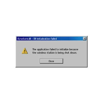 Error window message, dll initialization failed 스톡 일러스트