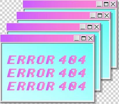 Error windows are floating on transparent background with flat gradient bars Stock Illustration