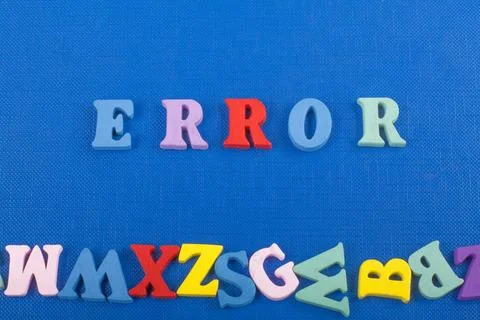 ERROR word on blue background composed from colorful abc alphabet block woode Stock Photos