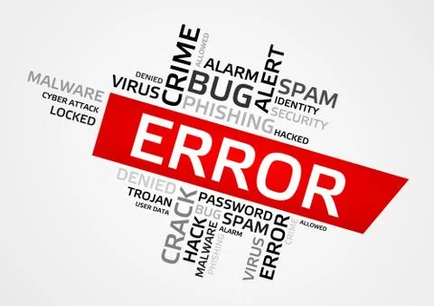ERROR word cloud, tag cloud, vector graphics - security concept Ilustración de archivo
