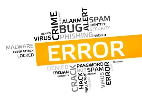 ERROR word cloud, tag cloud, vector graphic - security concept Ilustración de archivo