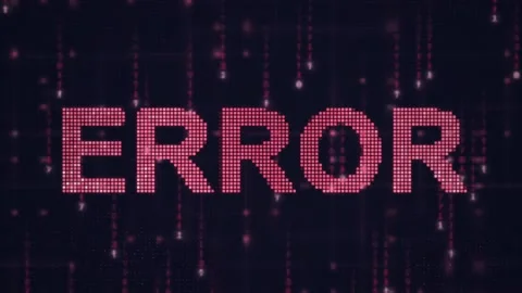 ERROR word red LED dot matrix with code rain motion background Stock Footage 338066124