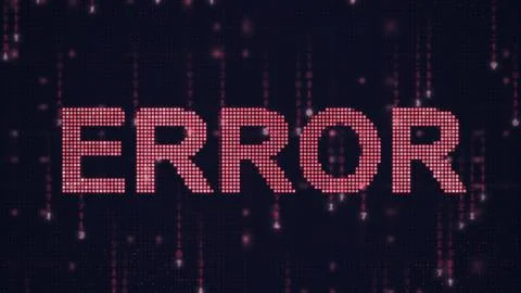 ERROR word red LED dot matrix with code rain background Illustrazione stock