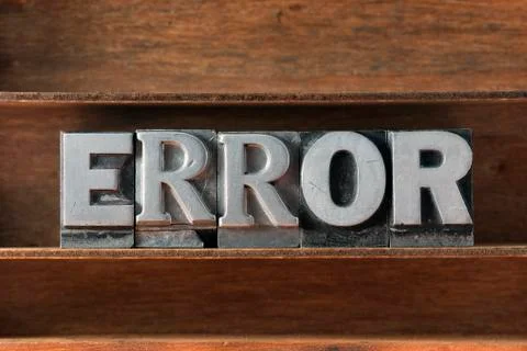 Error word tray Stock Photos