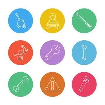Error , wrench , screw driver , hardware , tools , constructions , labour , e Stock Illustration