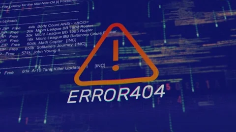 Error404 Danger sign Hacked system or cyber attack Warning Glitch Stock Footage 343550491