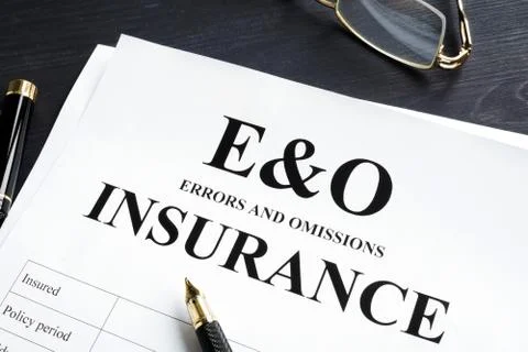 Errors and omissions insurance E&amp;O form. Professional liability. Stock Photos