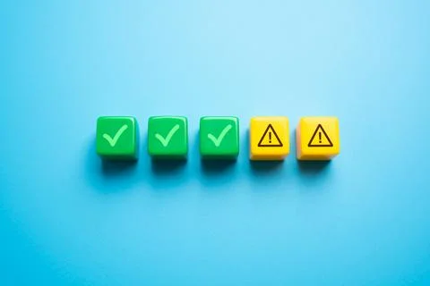 Errors and warnings. Unfinished tasks. Correct and incorrect answers. Failed  Stock Photos