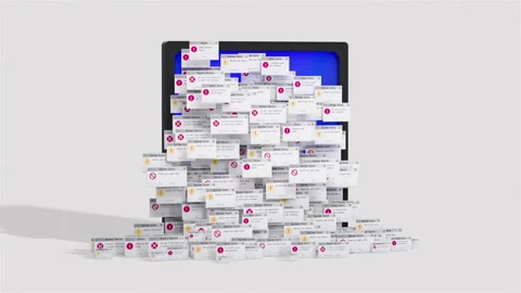 Errors. Problems with computer, system app crash warning, broken computer Stock Footage 257467293