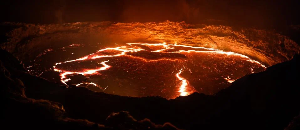 Erta Ale volcano crater, melting lava, Danakil depression, Ethiopia Stock Photos