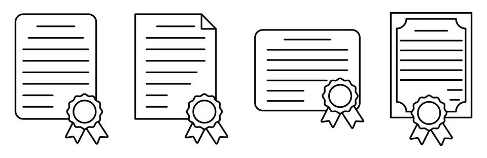 Ertificate line icon set Stock Illustration