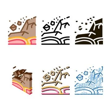 Ertnquake highlands icon vector range outline Stock Illustration