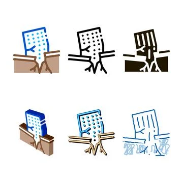 Ertnquake house wreck icon vector minimal outline イラスト素材