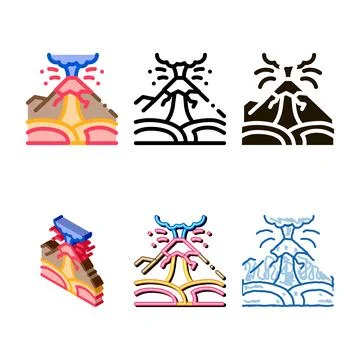 Ertnquake mountains designs icon vector outline イラスト素材