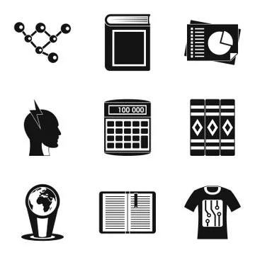 Erudition icons set, simple style Stock Illustration