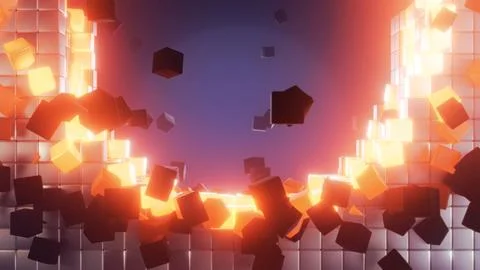 Erupting Cubes A Dynamic and Abstract Visualization of Destruction, harmoniously 스톡 일러스트