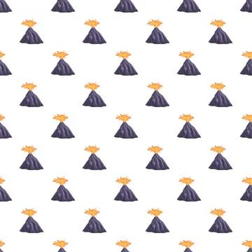 Erupting lava volcano seamless pattern geology nature Stock Illustration