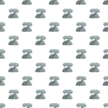 Erupting volcano cartoon seamless pattern repeating background Stock Illustration