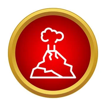 Erupting volcano creating smoke and ash icon Stock Illustration