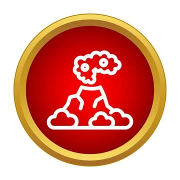 Erupting volcano hazard icon symbolizing natural disaster Stock Illustration