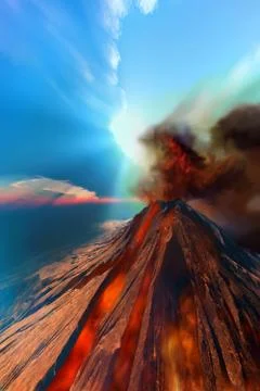Erupting volcano Stock Illustration