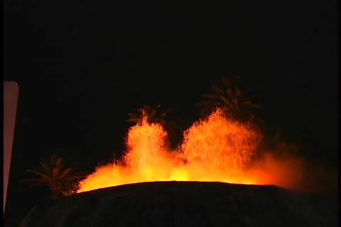 Erupting Volcano lava fountain wide shot Stock Footage
