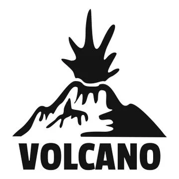 Erupting volcano logo, simple style Stock Illustration