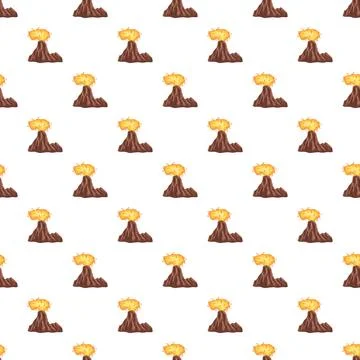 Erupting volcano seamless pattern repeating lava explosion Stock Illustration