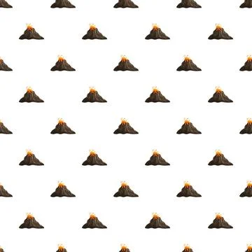 Erupting volcano seamless pattern for volcanic background Stock Illustration