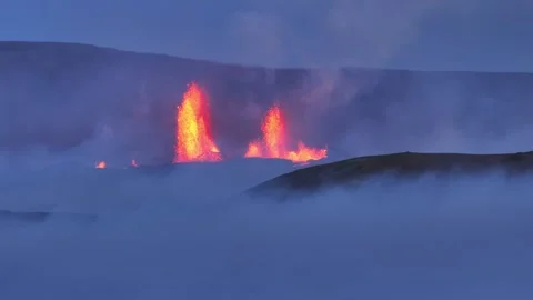 Erupting volcano, volcano fog Stock Footage 296420912