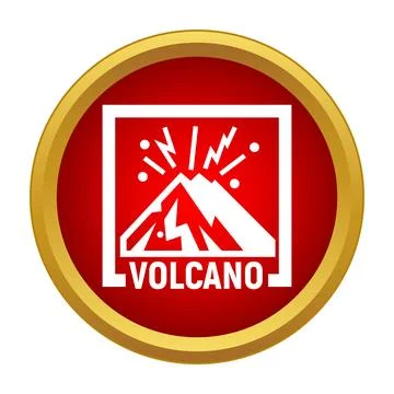 Erupting volcano warning symbol on a red background Stock Illustration