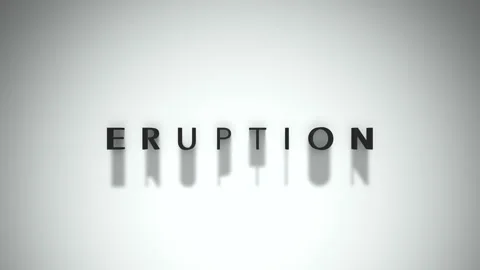 Eruption 3D title animation matte black text on a white background Stock Footage 300716974