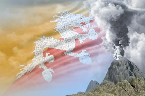 Eruption on Bhutan flag Stock Illustration