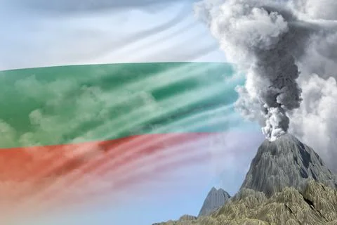 Eruption on Bulgaria flag, problems of disaster conceptual Stock Illustration