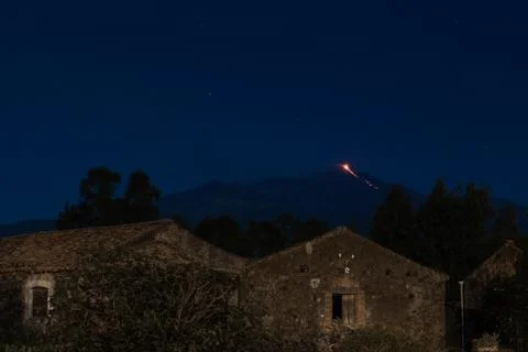 Eruption Etna volcano. Foto stock