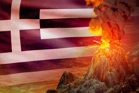 Eruption on Greece flag Stock Illustration