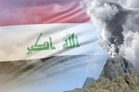 Eruption on Iraq flag Stock Illustration