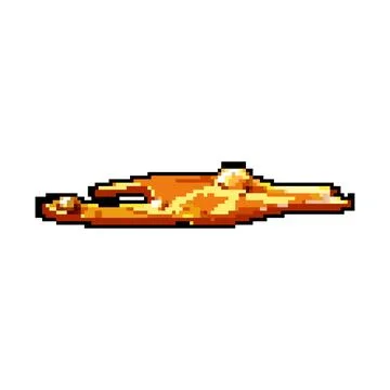 Eruption lava puddle pixel art vector illustration 스톡 일러스트
