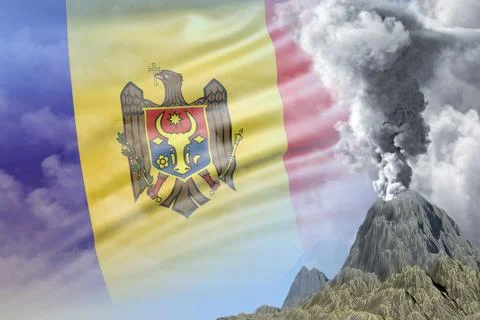 Eruption on Moldova flag ual Stock Illustration