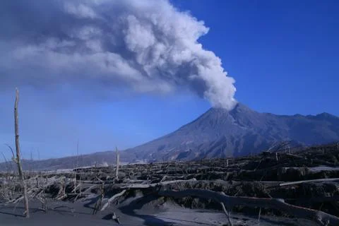 Eruption of Mount Merapi Stock Photos