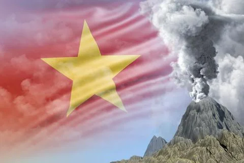 Eruption on Vietnam flag Stock Illustration