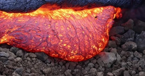 Eruption volcanic lava landscape volcano mountain nature magma closeup Stock Footage 336579966