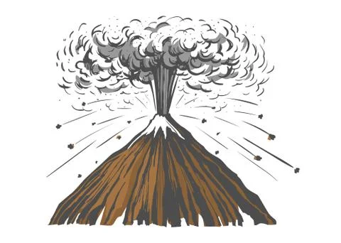 Eruption volcano colored Stock Illustration