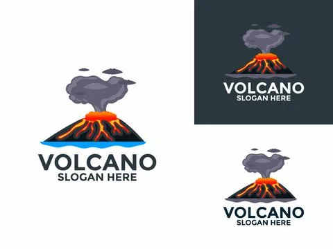 Eruption Volcano Mountain logo vector, Mountain Volcano logo design template Illustrazione stock