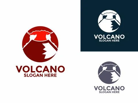 Eruption Volcano Mountain logo vector, Mountain Volcano logo design template Illustrazione stock