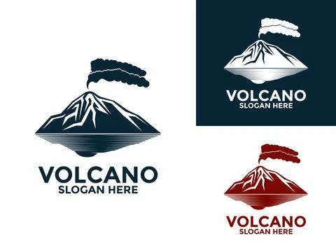Eruption Volcano Mountain logo vector, Mountain Volcano logo design template Illustrazione stock