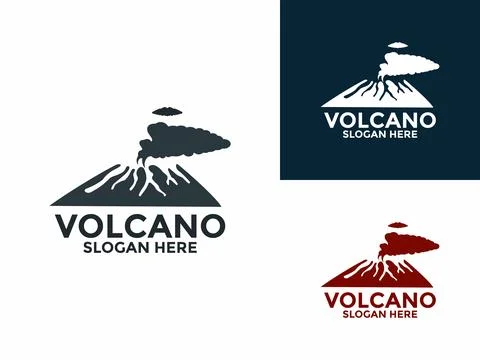 Eruption Volcano Mountain logo vector, Mountain Volcano logo design template Stock Illustration