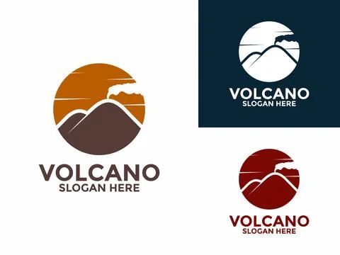 Eruption Volcano Mountain logo vector, Mountain Volcano logo design template Stockillustratie
